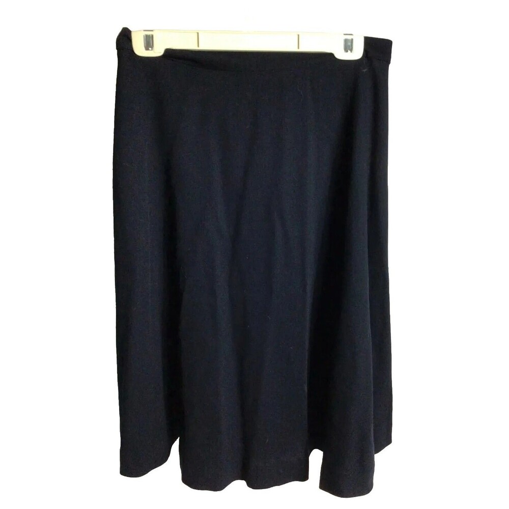 Vintage Wool Evan Picone Black Unlined Skirt With Side Zip Size 12
